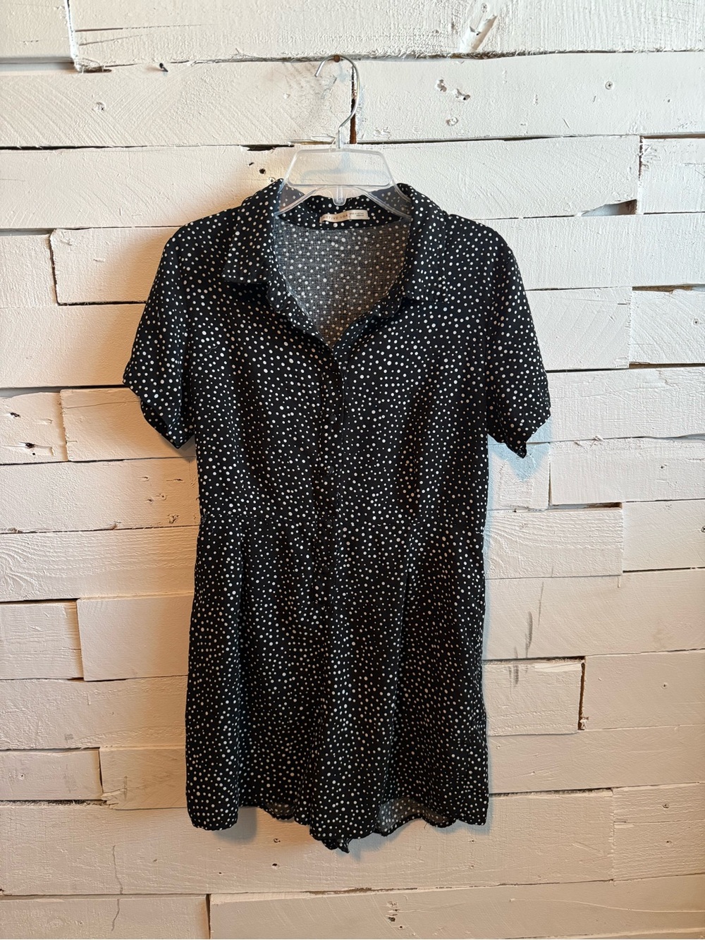 Active USA Black and White Polka Dot Romper